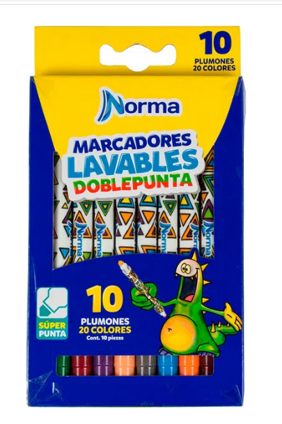 PLUMONES NORMA LAVABALES DOBLE PUNTA X 10